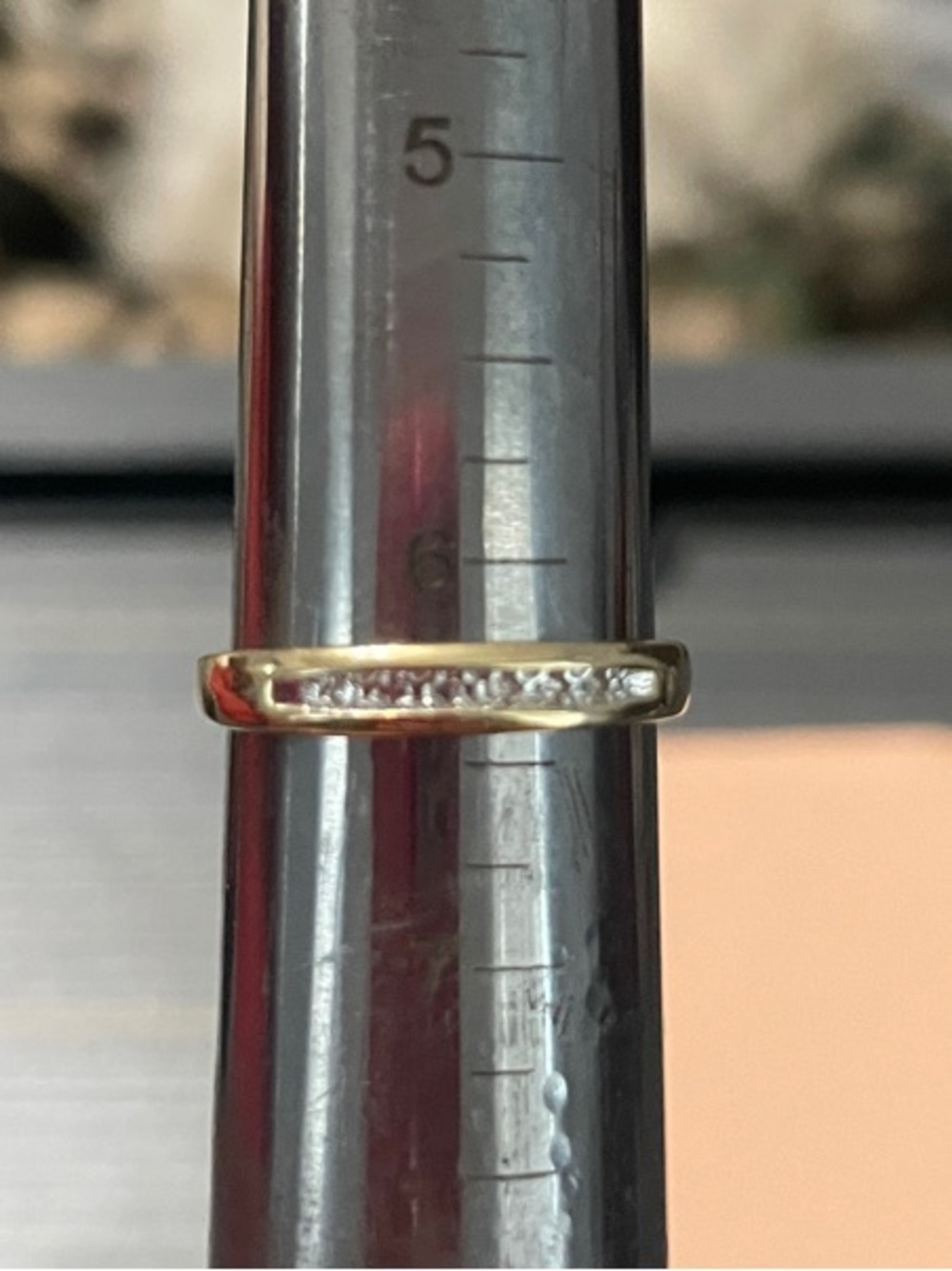 10k Solid Gold Stacker Band Ring with Embedded Diamonds